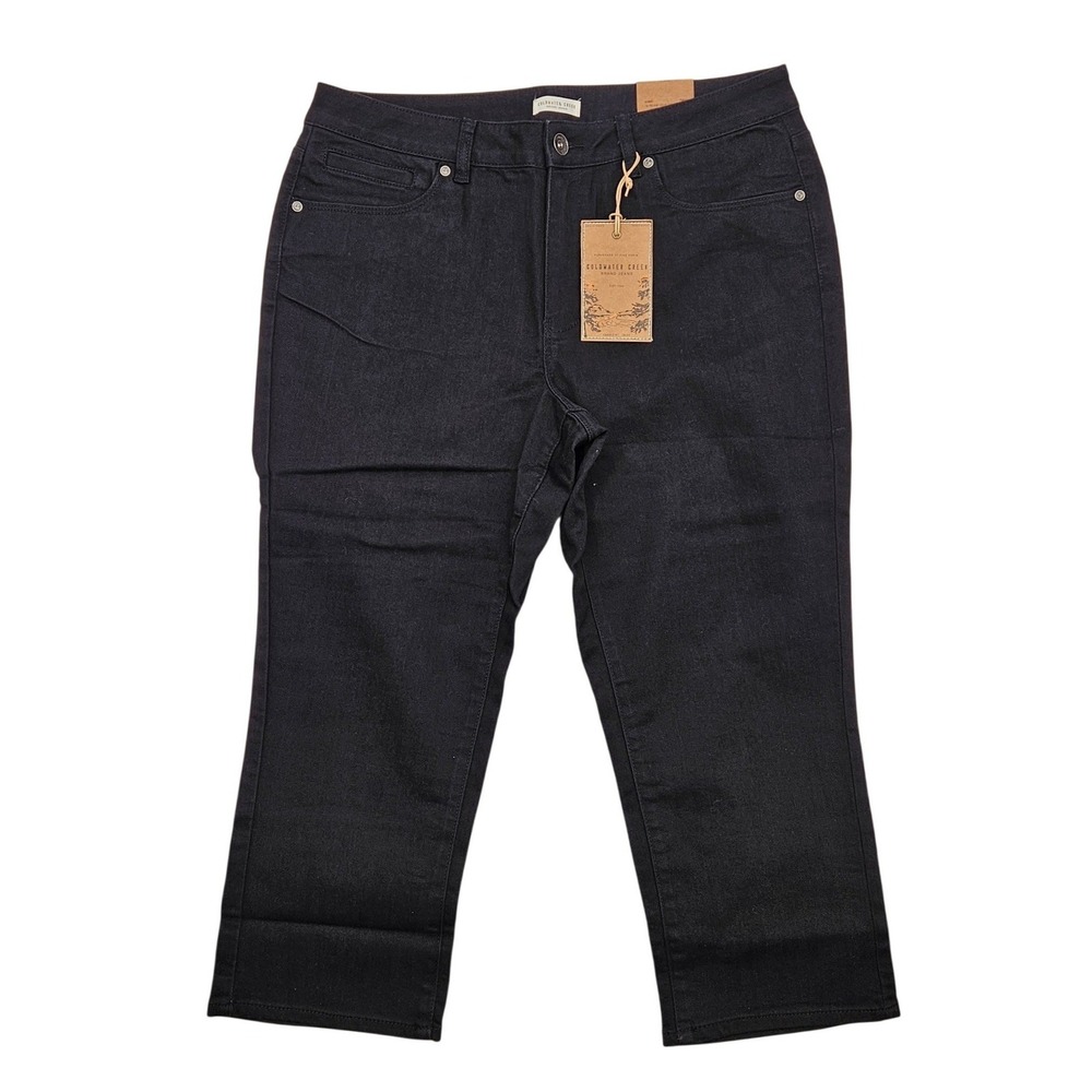Coldwater Creek Womens 14 Natural Fit Mini Bootcut Crop Black Stretch